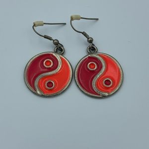 Neon ying and yang earrings